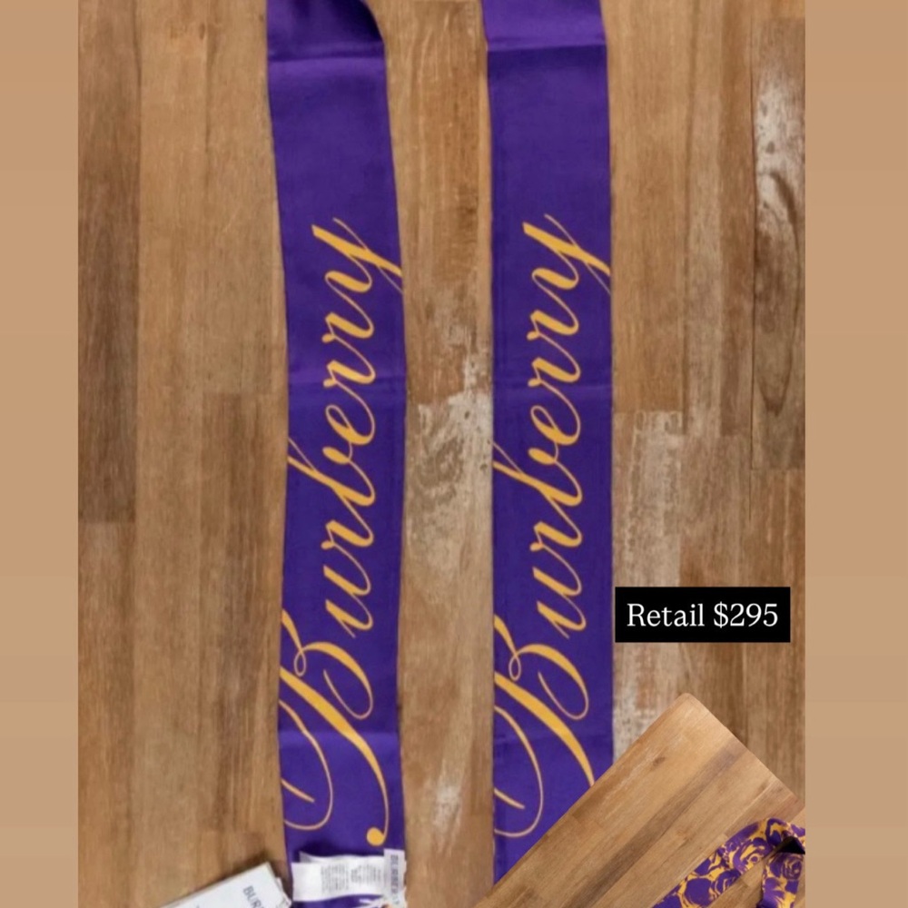 Burberry Purple and Gold Logo Scarf